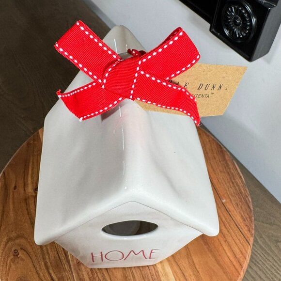 Rae Dunn “HOME” Ceramic Birdhouse with Red Ribbon — Farmhouse Decor - Picture 5 of 9
